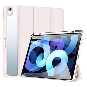 Θήκη Dux Ducis Toby Series Tri-Fold Flip Cover για iPad Air (2020/2022) 10.9" με ειδική θέση για πενάκι και διάφανη ενισχυμένη πλάτη σε χρώμα ροζ ανοιχτό