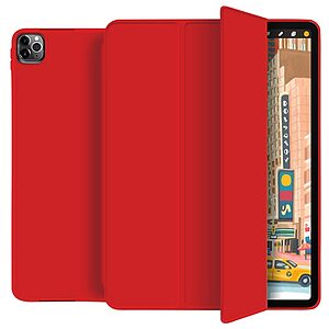 Θήκη Tri-Fold Flip Cover για iPad Air (2020/2022) 10.9" από TPU με ειδική θέση για πενάκι και ενισχυμένη εσωτερική πλάτη σε χρώμα κόκκινο