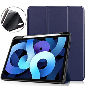 Θήκη Tri-Fold Flip Cover για iPad Air (2020/2022) 10.9" με ειδική θέση για πενάκι και ενισχυμένη εσωτερική πλάτη σε χρώμα μπλε σκούρο