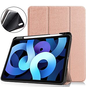Θήκη Tri-Fold Flip Cover για iPad Air (2020/2022) 10.9" με ειδική θέση για πενάκι και ενισχυμένη εσωτερική πλάτη σε χρώμα ροζ χρυσό
