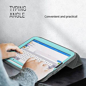 Θήκη Tri-Fold Flip Cover για iPad mini 8.3" (2021/24) με αποσπώμενο πορτάκι από TPU και διπλά ενισχυμένη εσωτερική πλάτη σε χρώμα γκρι / γαλάζιο - Image 4