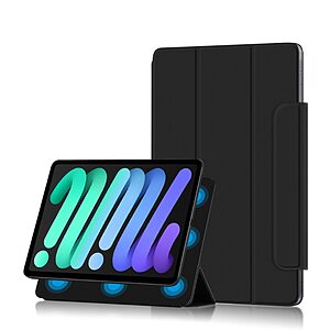 Θήκη Tri-Fold Flip Cover για iPad mini (2021) 8.3" με μαγνητική πλάτη και ενισχυμένο κούμπωμα σε χρώμα μαύρο