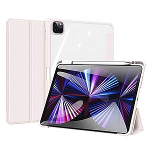 Θήκη Dux Ducis Toby Series Tri-Fold Flip Cover για iPad Pro (2018/2020) 11" / iPad Air (2020/2022) 10.9" με ειδική θέση για πενάκι και διάφανη ενισχυμένη πλάτη σε χρώμα ροζ ανοιχτό