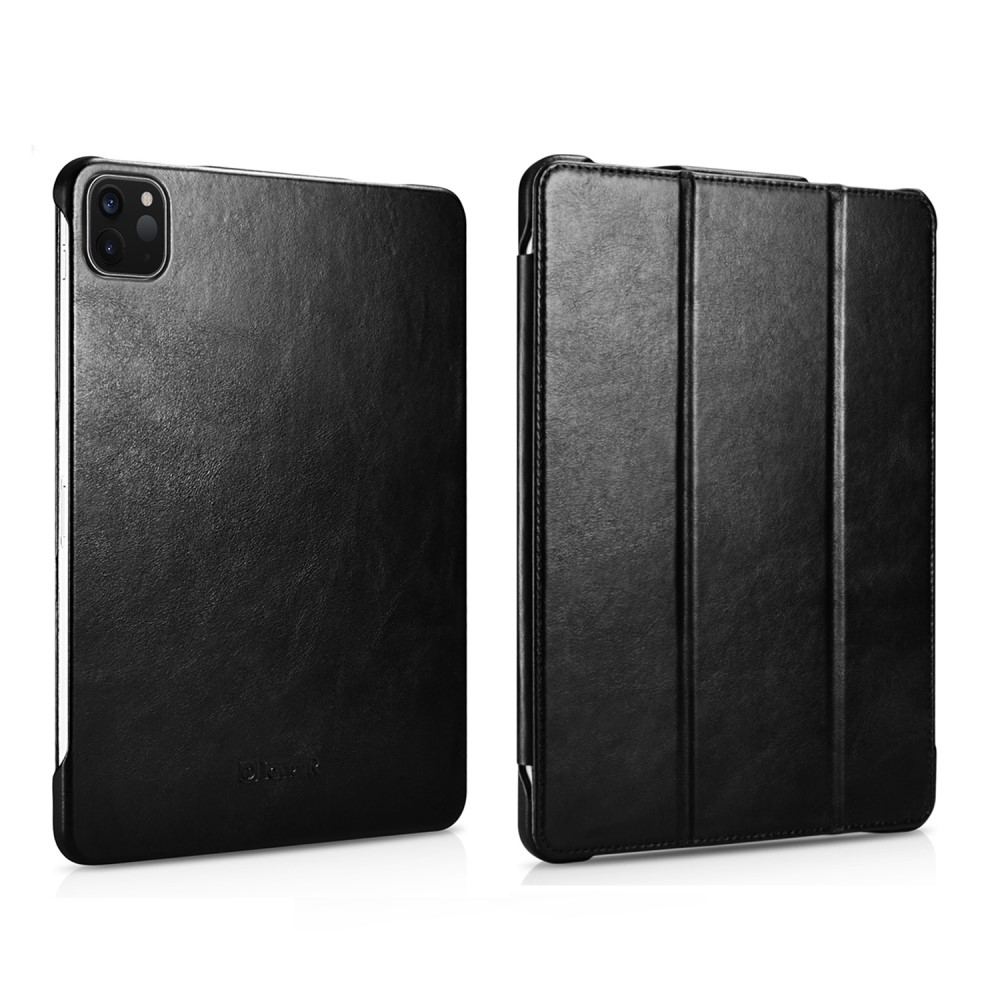 Θήκη ICARER Tri-Fold Flip Cover για iPad Pro (2018/2020/2021/2022) 12.9" από TPU και ενισχυμένη από αυθεντικό δέρμα σε χρώμα μαύρο Θήκη ICARER Tri-Fold Flip Cover για iPad Pro (2018/2020/2021/2022) 12.9" από TPU και ενισχυμένη από αυθεντικό δέρμα σε χρώμα μαύρο
