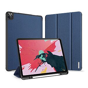 Θήκη Dux Ducis Domo Series Tri-Fold Flip Cover για iPad Pro (2018/2020/2021/2022) 12.9" με ειδική θέση για πενάκι και ενισχυμένη εσωτερική πλάτη σε χρώμα μπλε