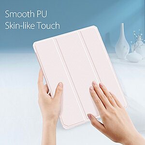 Θήκη Dux Ducis Toby Series Tri-Fold Flip Cover για iPad Pro (2018/2020/2021/2022) 12.9" με ειδική θέση για πενάκι και διάφανη ενισχυμένη πλάτη σε χρώμα ροζ ανοιχτό - Image 3