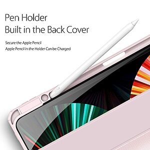 Θήκη Dux Ducis Toby Series Tri-Fold Flip Cover για iPad Pro (2018/2020/2021/2022) 12.9" με ειδική θέση για πενάκι και διάφανη ενισχυμένη πλάτη σε χρώμα ροζ ανοιχτό - Image 5
