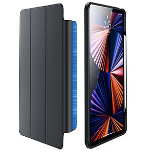 Θήκη BENKS Leather Series Tri-Fold Flip Cover για iPad Pro (2018/2020/2021/2022) 11" από TPU και μαγνητική αποσπώμενη πλάτη από αυθεντικό δέρμα σε χρώμα μαύρο