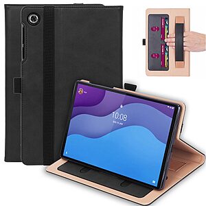 Θήκη Tablet Flip Wallet δερματίνη με μαγνητικό κούμπωμα και υποδοχές καρτών για Lenovo Tab M10 HD (2nd Gen) 10.1" σε χρώμα μαύρο