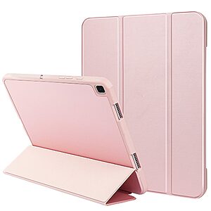 Θήκη Tri-Fold Flip Cover για Galaxy Tab A7 (2020) 10.4" TPU με ειδική θέση για πενάκι και ενισχυμένες γωνίες σε χρώμα ροζ χρυσό