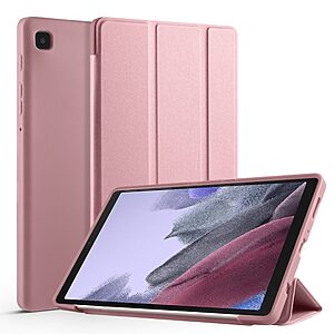 Θήκη Tri-Fold Flip Cover για Galaxy Tab A7 Lite 8.7" από TPU και ενισχυμένη εσωτερική πλάτη σε χρώμα ροζ χρυσό