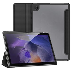 Θήκη Dux Ducis Toby Series Tri-Fold Flip Cover για Galaxy Tab A8 10.5" 10.4" από αντικραδασμικό υλικό και διάφανη ενισχυμένη πλάτη σε χρώμα μαύρο