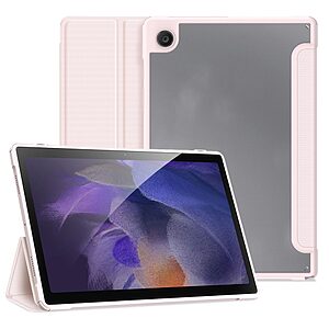 Θήκη Dux Ducis Toby Series Tri-Fold Flip Cover για Galaxy Tab A8 10.5" 10.4" από αντικραδασμικό υλικό και διάφανη ενισχυμένη πλάτη σε χρώμα ροζ ανοιχτό
