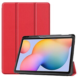 Θήκη Tri-Fold Flip Cover για Galaxy Tab S6 Lite / S6 Lite (2022) TPU με ειδική θέση για πενάκι και διπλή ενισχυμένη πλάτη σε χρώμα κόκκινο