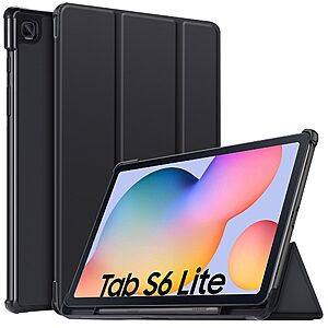Θήκη Tri-Fold Flip Cover για Galaxy Tab S6 Lite / S6 Lite (2022) TPU με ειδική θέση για πενάκι και ενισχυμένες γωνίες σε χρώμα μαύρο
