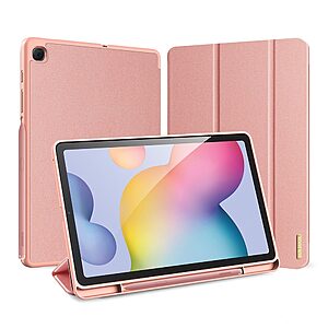 Θήκη Dux Ducis Domo Series Tri-Fold Flip Cover για Galaxy Tab S6 Lite / S6 Lite (2022) με ειδική θέση για πενάκι και ενισχυμένη εσωτερική πλάτη σε χρώμα ροζ χρυσό