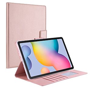 Θήκη Tablet Flip Wallet δερματίνη με υποδοχές καρτών και ειδική θέση για πενάκι για Galaxy Tab S6 Lite / S6 Lite (2022) σε χρώμα ροζ χρυσό