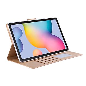 Θήκη Tablet Flip Wallet δερματίνη με υποδοχές καρτών και ειδική θέση για πενάκι για Galaxy Tab S6 Lite / S6 Lite (2022) σε χρώμα χρυσό - Image 2