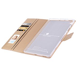 Θήκη Tablet Flip Wallet δερματίνη με υποδοχές καρτών και ειδική θέση για πενάκι για Galaxy Tab S6 Lite / S6 Lite (2022) σε χρώμα χρυσό - Image 3