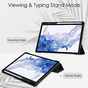 Θήκη Tri-Fold Flip Cover για Galaxy Tab S7/S8 11" με ειδική θέση για πενάκι και διάφανη ενισχυμένη πλάτη σε χρώμα μαύρο - Image 3