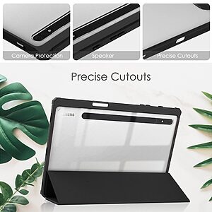 Θήκη Tri-Fold Flip Cover για Galaxy Tab S7/S8 11" με ειδική θέση για πενάκι και διάφανη ενισχυμένη πλάτη σε χρώμα μαύρο - Image 4