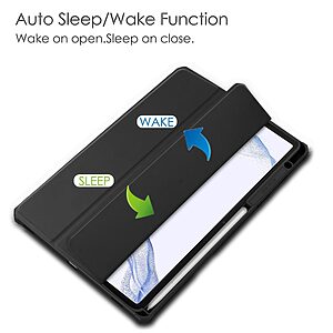 Θήκη Tri-Fold Flip Cover για Galaxy Tab S7/S8 11" με ειδική θέση για πενάκι και διάφανη ενισχυμένη πλάτη σε χρώμα μαύρο - Image 5