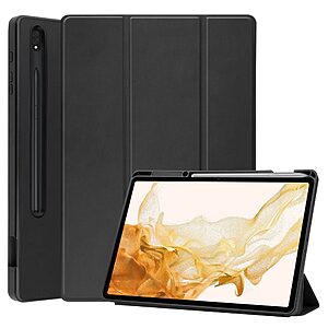 Θήκη Tri-Fold Flip Cover για Galaxy Tab S7 Plus / S8 Plus / S7 FE 12.4" με ειδική θέση για πενάκι και διπλή ενισχυμένη πλάτη σε χρώμα μαύρο
