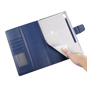Θήκη Tablet Flip Wallet δερματίνη με υποδοχές καρτών και ειδική θέση για πενάκι για Galaxy Tab S7 Plus / S8 Plus / S7 FE 12.4" σε χρώμα μπλε - Image 3