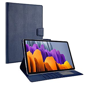 Θήκη Tablet Flip Wallet δερματίνη με υποδοχές καρτών και ειδική θέση για πενάκι για Galaxy Tab S7 Plus / S8 Plus / S7 FE 12.4" σε χρώμα μπλε