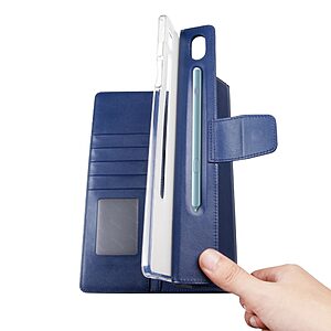 Θήκη Tablet Flip Wallet δερματίνη με υποδοχές καρτών και ειδική θέση για πενάκι για Galaxy Tab S7 Plus / S8 Plus / S7 FE 12.4" σε χρώμα μπλε - Image 4