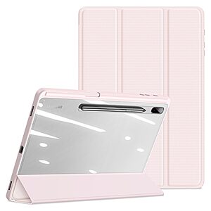 Θήκη Dux Ducis Toby Series Tri-Fold Flip Cover για Galaxy Tab S7 Plus / S8 Plus / S7 FE 12.4" με ειδική θέση για πενάκι και διάφανη ενισχυμένη πλάτη σε χρώμα ροζ ανοιχτό - Image 4