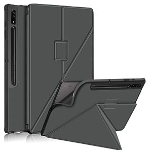 Θήκη Flip Cover για Galaxy Tab S8 Ultra 14.6" με πολλαπλές θέσεις στήριξης και διπλή ενισχυμένη πλάτη σε χρώμα γκρι
