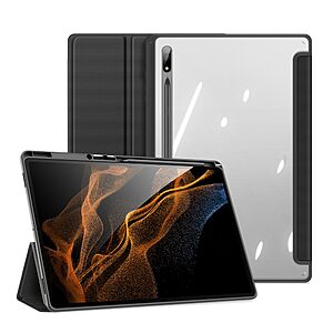 Θήκη Dux Ducis Toby Series Tri-Fold Flip Cover για Galaxy Tab S8 Ultra 14.6" με ειδική θέση για πενάκι και διάφανη ενισχυμένη πλάτη σε χρώμα μαύρο