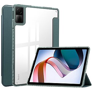 Θήκη Tri-Fold Flip Cover για Xiaomi Redmi Pad 10.61" από TPU και διάφανη ενισχυμένη πλάτη σε χρώμα σκούρο πράσινο