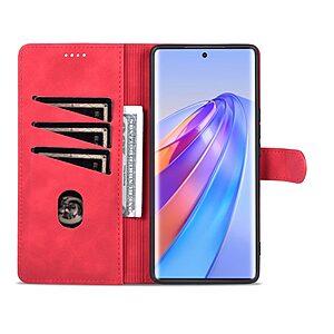 Θήκη Honor Magic5 Lite 5G AZNS Litchi Retro AZNS Texture Leather με βάση στήριξης, υποδοχές καρτών και μαγνητικό κούμπωμα κόκκινο - Image 3