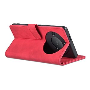 Θήκη Honor Magic5 Lite 5G AZNS Litchi Retro AZNS Texture Leather με βάση στήριξης, υποδοχές καρτών και μαγνητικό κούμπωμα κόκκινο - Image 4