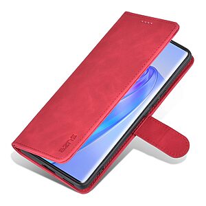 Θήκη Honor Magic5 Lite 5G AZNS Litchi Retro AZNS Texture Leather με βάση στήριξης, υποδοχές καρτών και μαγνητικό κούμπωμα κόκκινο - Image 5
