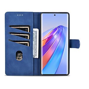 Θήκη Honor Magic5 Lite 5G AZNS Litchi Retro AZNS Texture Leather με βάση στήριξης, υποδοχές καρτών και μαγνητικό κούμπωμα μπλε - Image 3