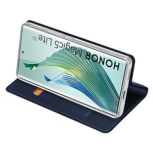 Θήκη Honor Magic5 Lite 5G Dux Ducis Skin Pro Series με βάση στήριξης, υποδοχή καρτών και μαγνητικό κούμπωμα Flip Wallet από συνθετικό δέρμα και TPU μπλε - Image 3
