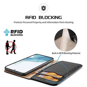 Θήκη Samsung Galaxy S23 Dux Ducis Hivo Series με RFID Blocking, βάση στήριξης, υποδοχές καρτών με μαγνητικό κλείσιμο Flip Wallet από αυθεντικό δέρμα και TPU μαύρο - Image 3