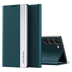 Θήκη Samsung Galaxy S23 New Design Invisible Magnet Leather Stand Cover με μαγνητικό κούμπωμα από συνθετικό δέρμα πράσινο