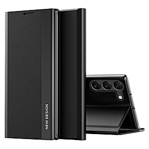 Θήκη Samsung Galaxy S23 Plus New Design Invisible Magnet Leather Stand Cover με μαγνητικό κούμπωμα από συνθετικό δέρμα μαύρο