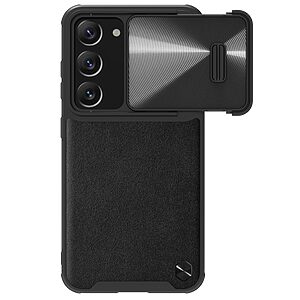 Θήκη Samsung Galaxy S23 NiLLkin Camshield Leather Series Πλάτη με προστασία για την κάμερα από σκλήρό Premium TPU μαύρο