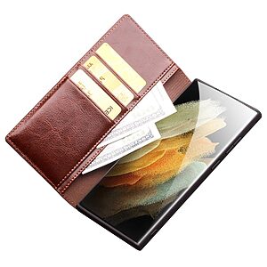 Θήκη Samsung Galaxy S23 Ultra QIALINO book από Premium αυθεντικό γυαλιστερό δέρμα Genuine Cowhide καφέ - Image 3