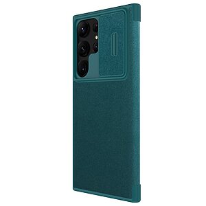 Θήκη Samsung Galaxy S23 Ultra NiLLkin Qin Pro Series με προστασία για την κάμερα, Flip Wallet από σκληρό πλαστικό με ύφασμα και συνθετικό δέρμα πράσινο - Image 4