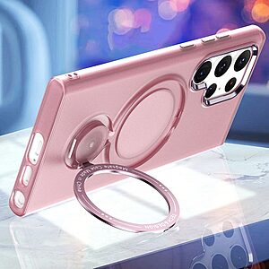 Θήκη Samsung Galaxy S23 Ultra Mad Mask Magnetic Series Silicone Sockproof με Kickstand ring για βάση στήριξης, συμβατό με MagSafe φορτιστή Πλάτη TPU μαύρο - Image 3