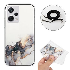 Θήκη Xiaomi Redmi Note 12 Pro 5G OEM πλάτη κορδόνι με σχέδιο Gold Cloud από αντικραδασμικό TPU μαύρο - Image 2