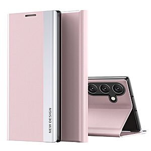 Θήκη Samsung Galaxy A54 5G New Design Invisible Magnet Leather Stand Cover με μαγνητικό κούμπωμα από συνθετικό δέρμα ροζ