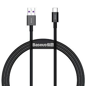 Καλώδιο Φόρτισης και Μεταφοράς Δεδομένων BASEUS Superior Series - USB σε Type-C 66W 2μ - Μαύρο