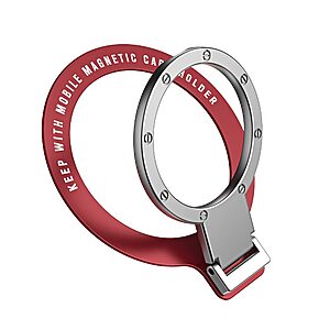 Μεταλλικό Δαχτυλίδι με Μαγνητική Βάση Στήριξης Κινητού και Συμβατό με Φόρτιση MagSafe - Κόκκινο